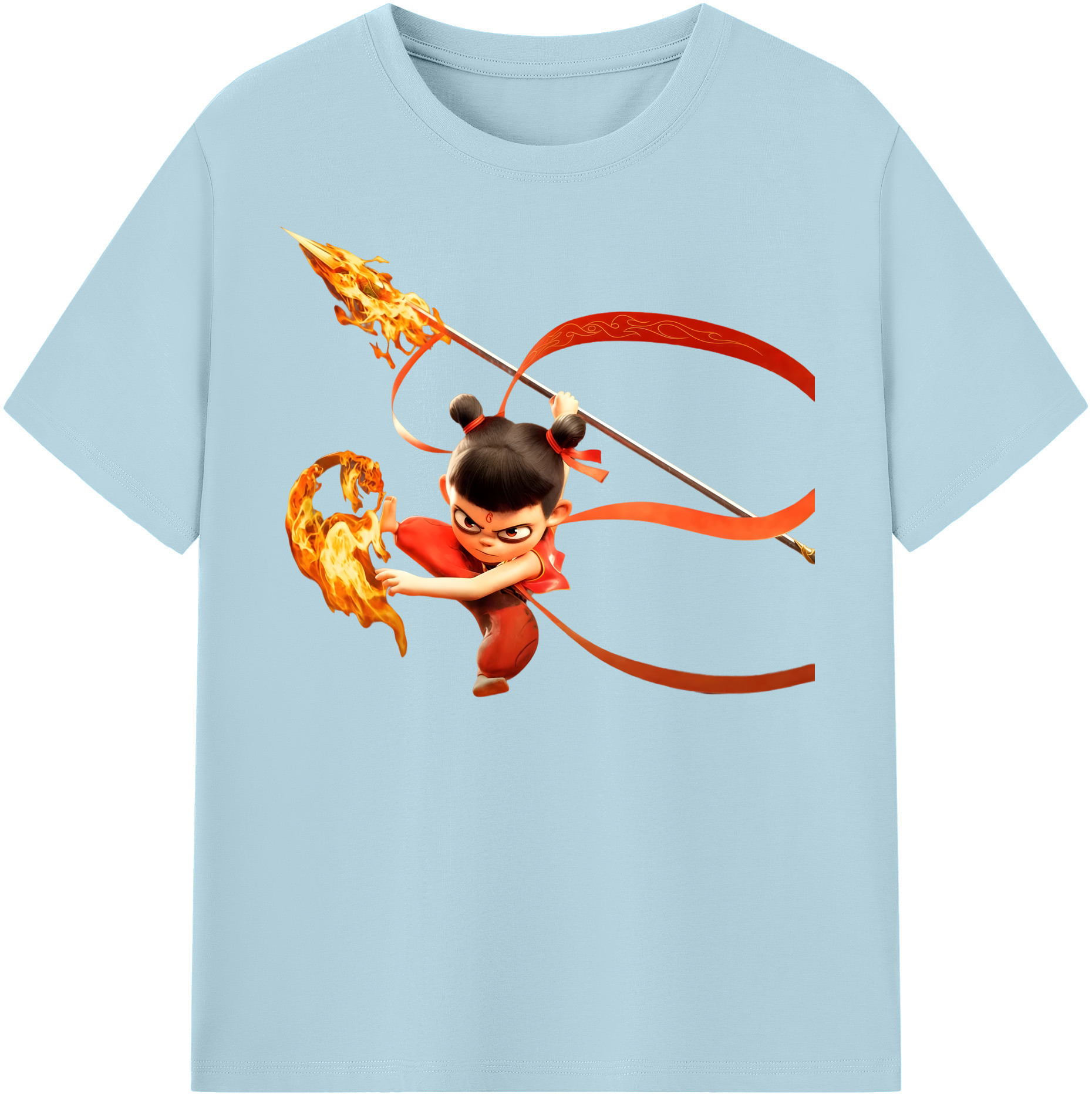 （画像用） Ne Zha 2 ナタ 魔童の大暴れ 綿100％半袖Tシャツ（フロントプリント）